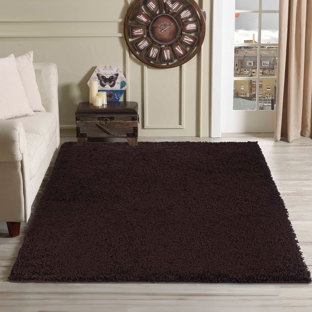 Desire Rugs Oxford Brown Plain Shaggy Rug 200 x 290cm Image 2