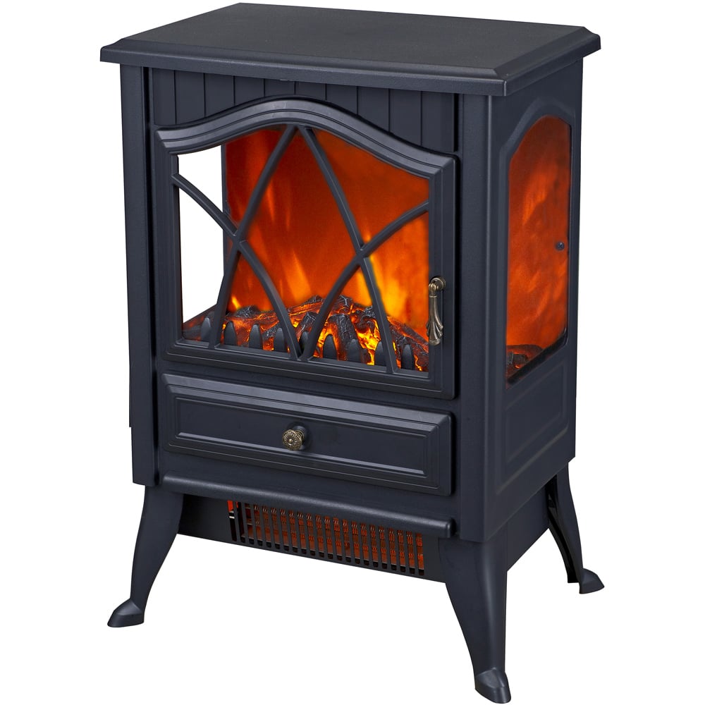 Neo Black Electric Flame Effect Fire Heater 1800W Image 1