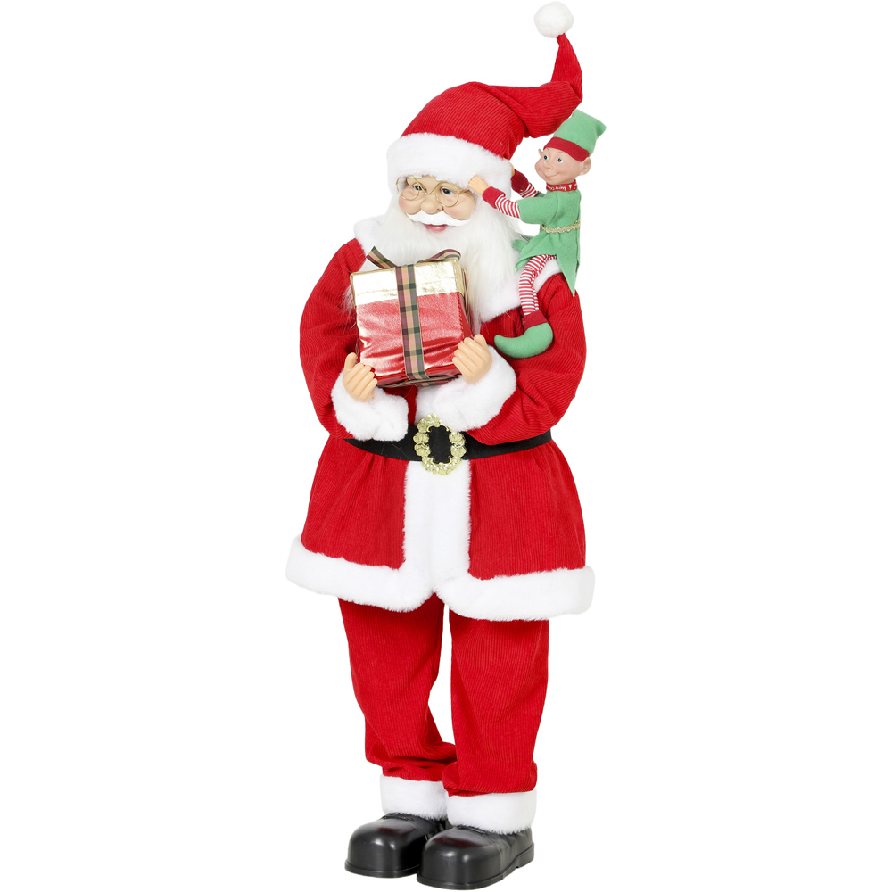 HOMCOM Singing and Dancing Santa Claus with Elf Gift Box Christmas Decoration 4ft Image 1
