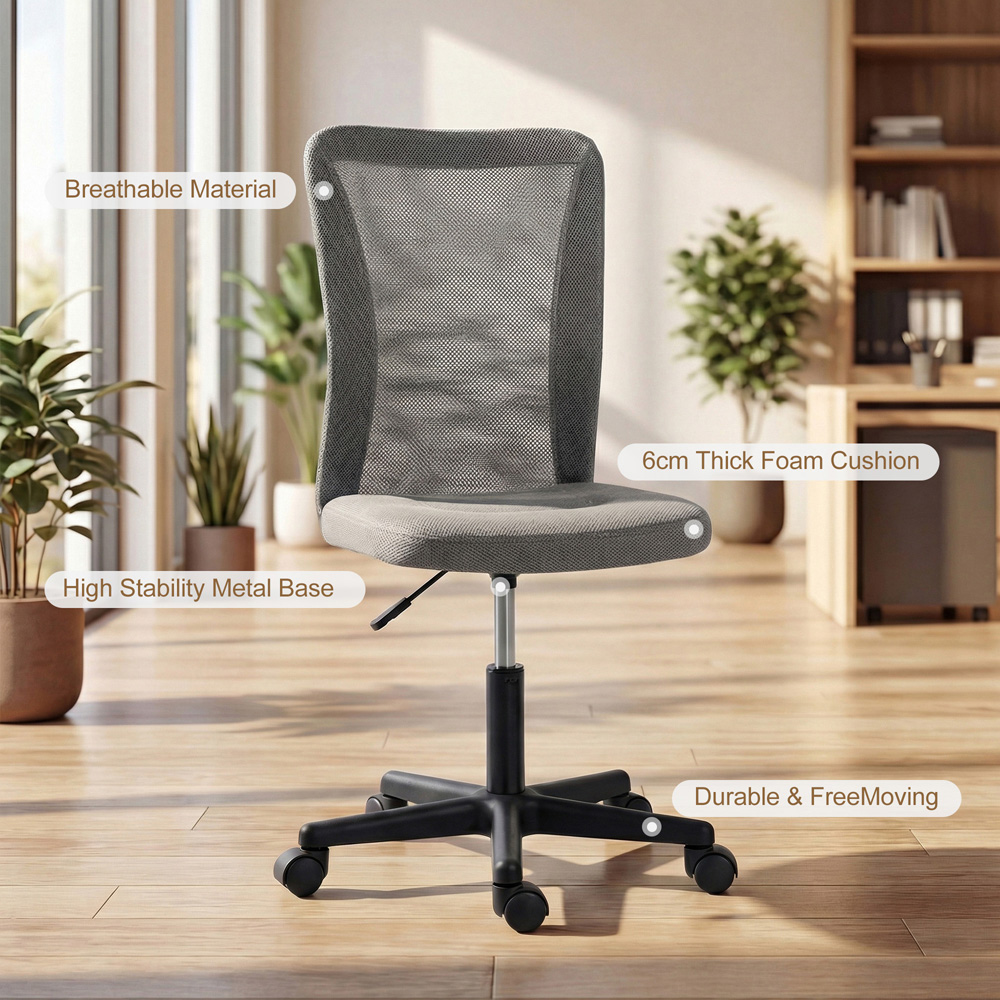 Vinsetto Grey Adjustable Armless Swivel Office Chair Image 7