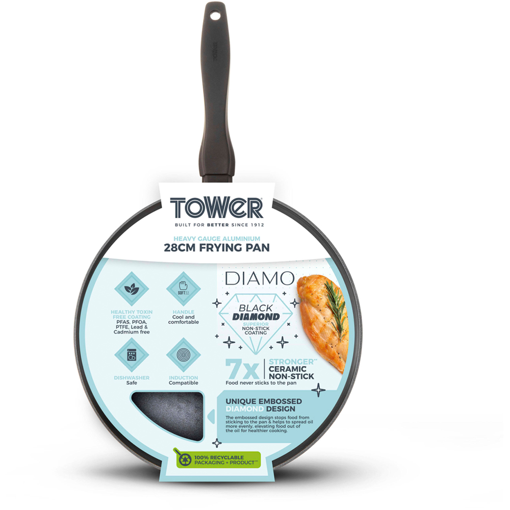 Tower Diamo 28cm Black Aluminium Non-Stick Frying Pan Image 3