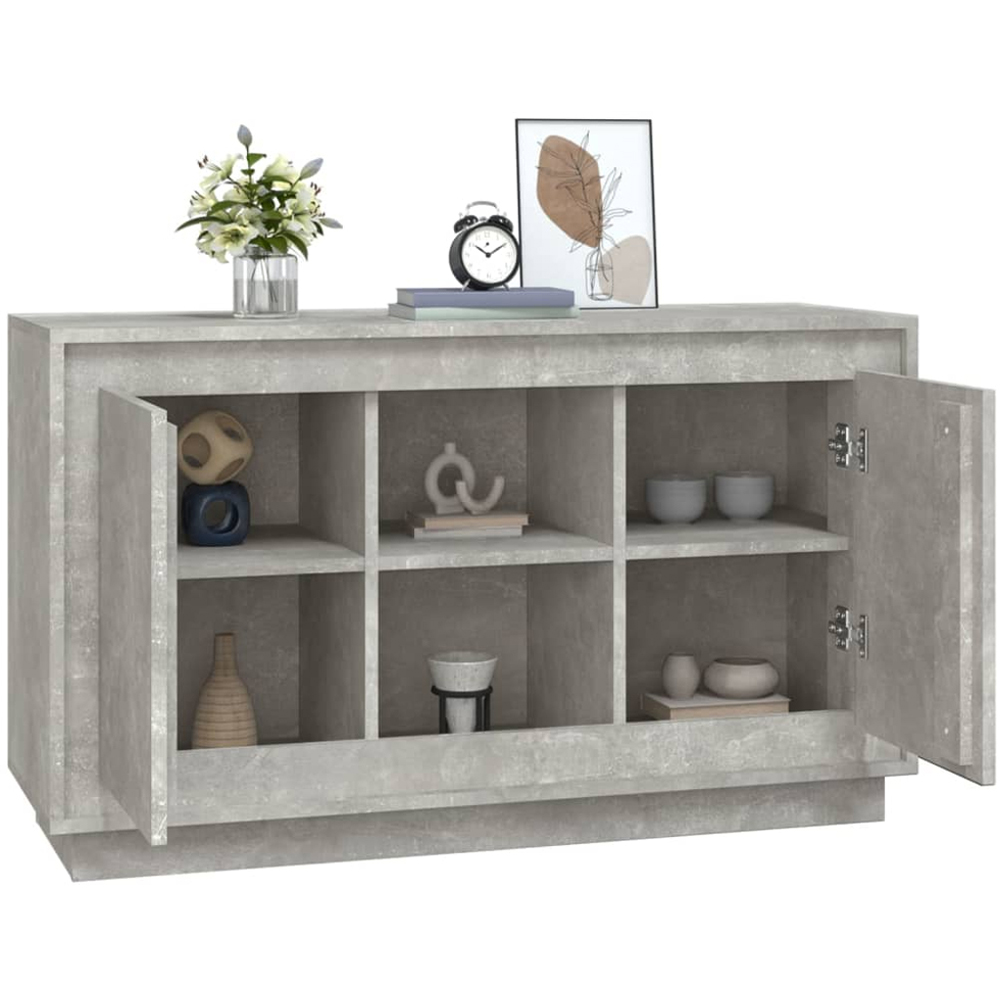 vidaXL 2 Door 2 Shelf Concrete Grey Wooden Sideboard Image 3