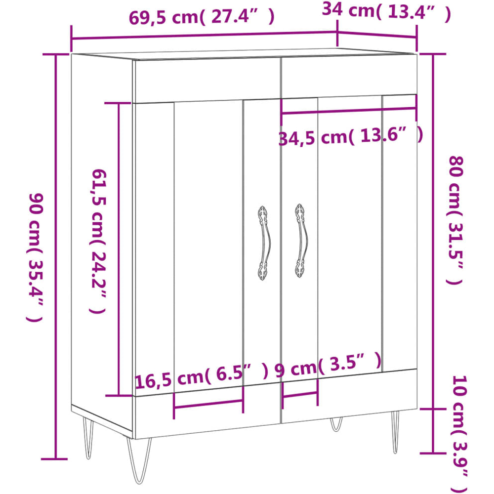vidaXL 2 Door High Gloss White Sideboard Image 6