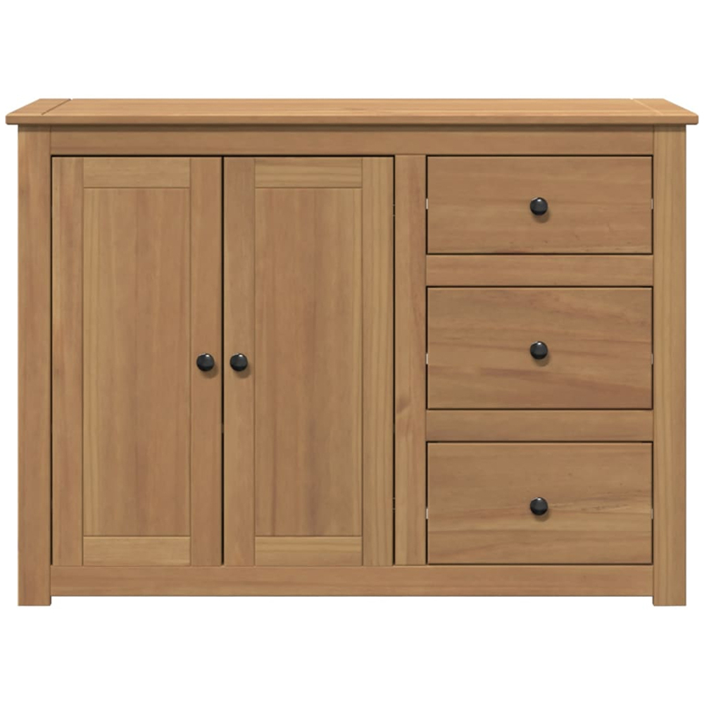 vidaXL Panama 2 Door 3 Drawer Brown Solid Pine Wood Sideboard Image 3