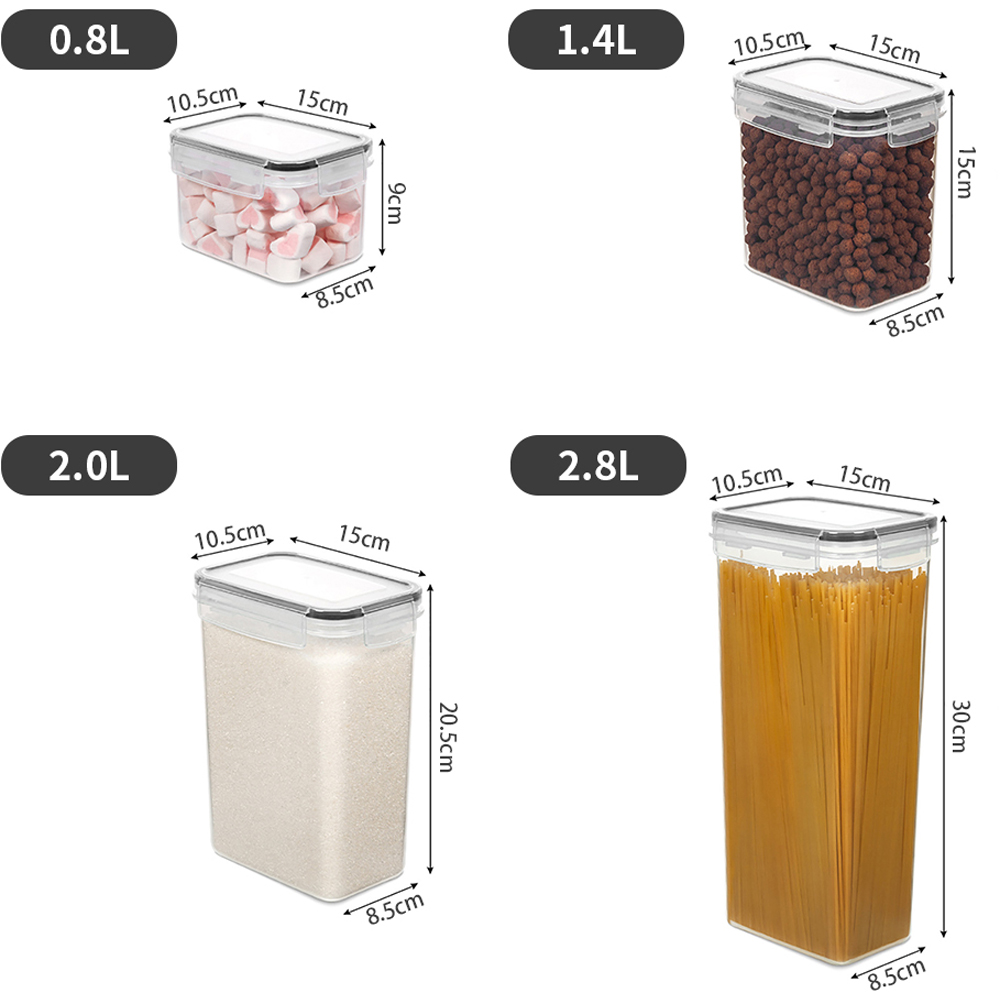 Living and Home 8 Piece Airtight Transparent Kitchen Storage Container Set Image 6