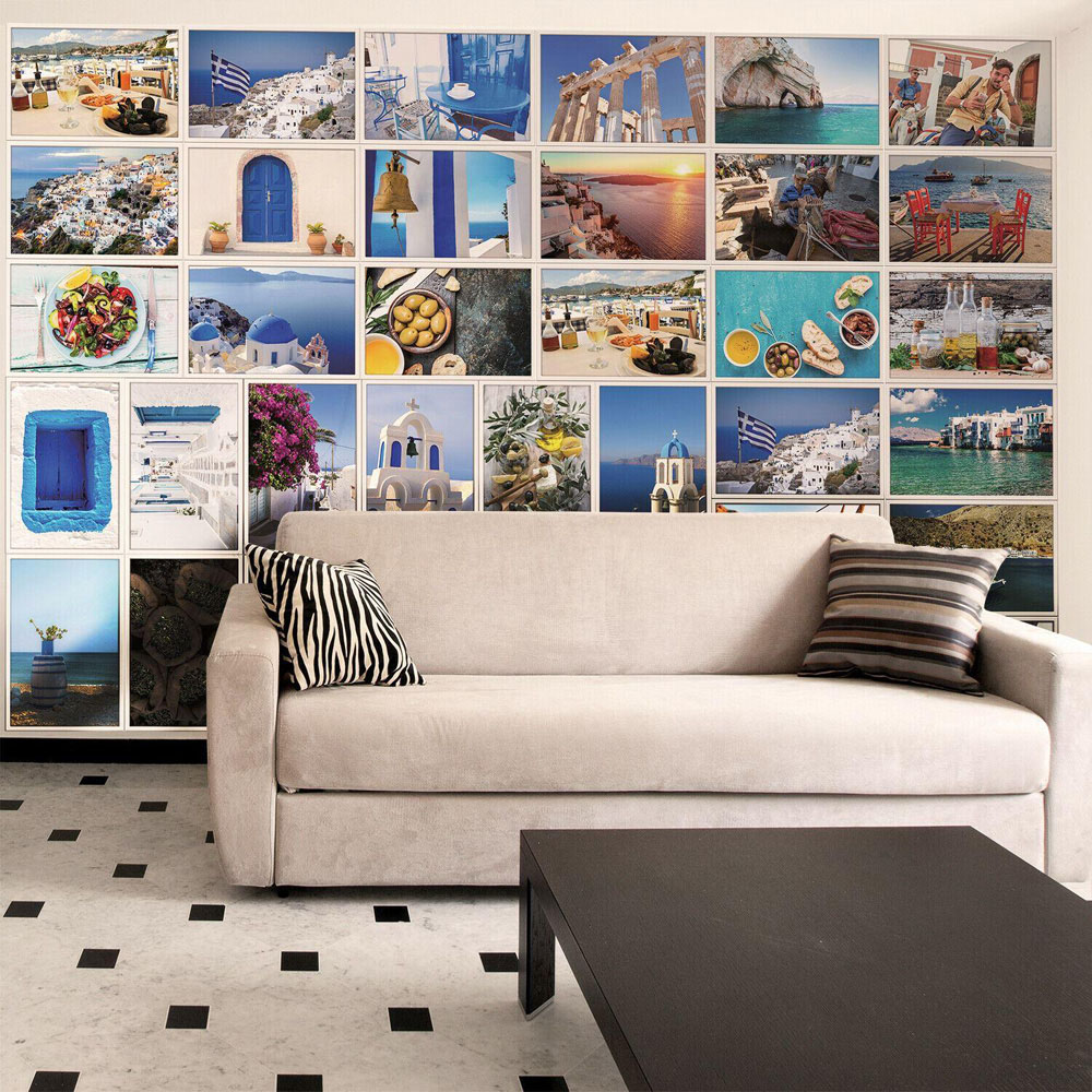 Walplus Blue Vintage Inspired Artistic Collage Print Wall Mural 180 x 120cm Image 2