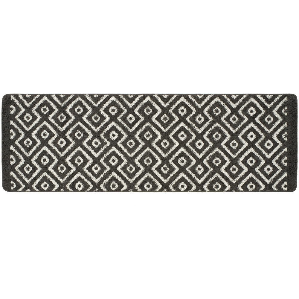 My Mat Charcoal Geometric Cosy Stain Resistant Runner 67 x 200cm Image 1