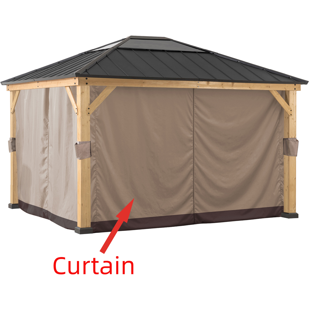 Sunjoy 3.9 x 4.5m Khaki Accessory Curtain for Cedar Wood Gazebo (Gazebo Not Include) Image 2