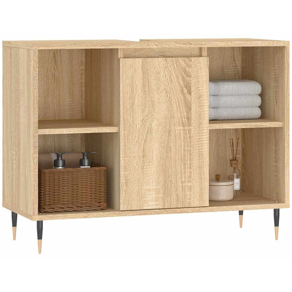vidaXL Single Door 4 Shelf Sonoma Oak Bathroom Cabinet Image 3