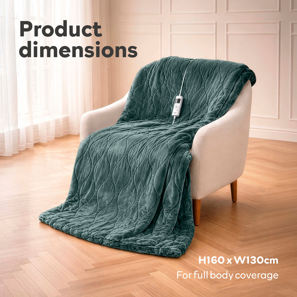 Carmen Green Fleece Electric Heated Throw Over Blanket 160 x 130cm Image 6