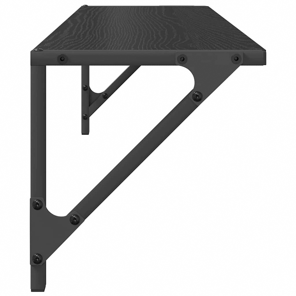 vidaXL 80 x 25cm Black Oak Wall Shelf Set of 2 Image 6