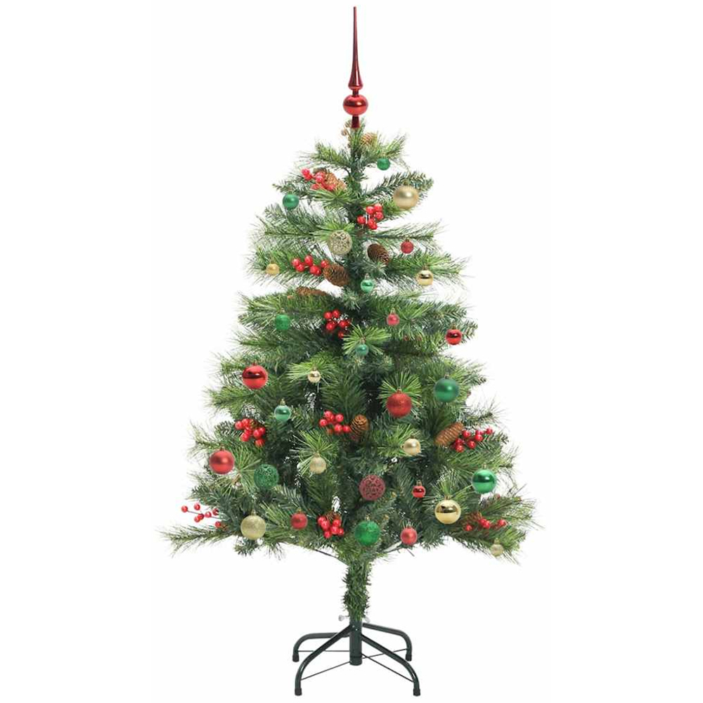 vidaXL 150 LED Pre-Lit Multicolour Baubles Green Artificial Christmas Tree 5ft Image 7