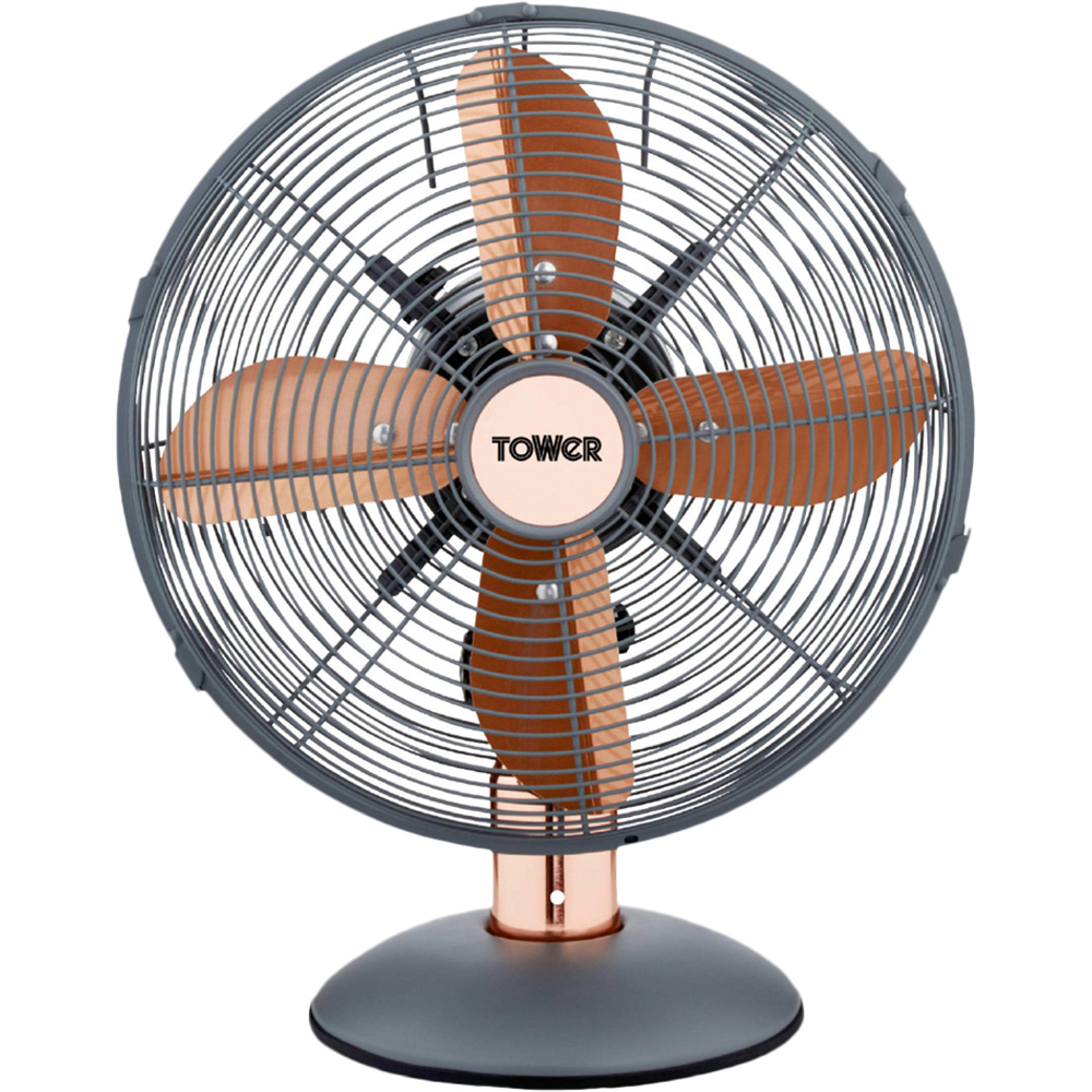Tower Cavaletto 12 inch Grey Metal Desk Fan Image 1