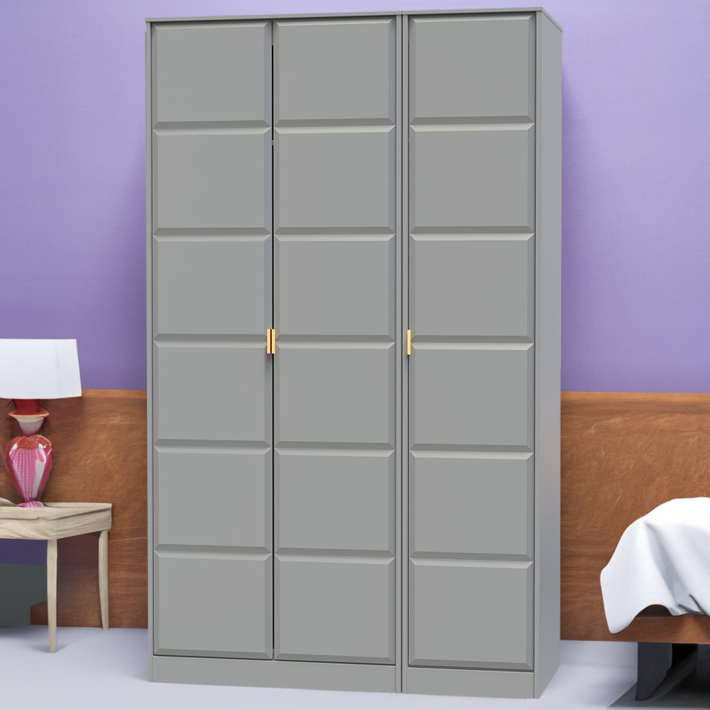 Crowndale Cube 3 Door Dusk Grey Wardrobe Ready Assembled Image 1