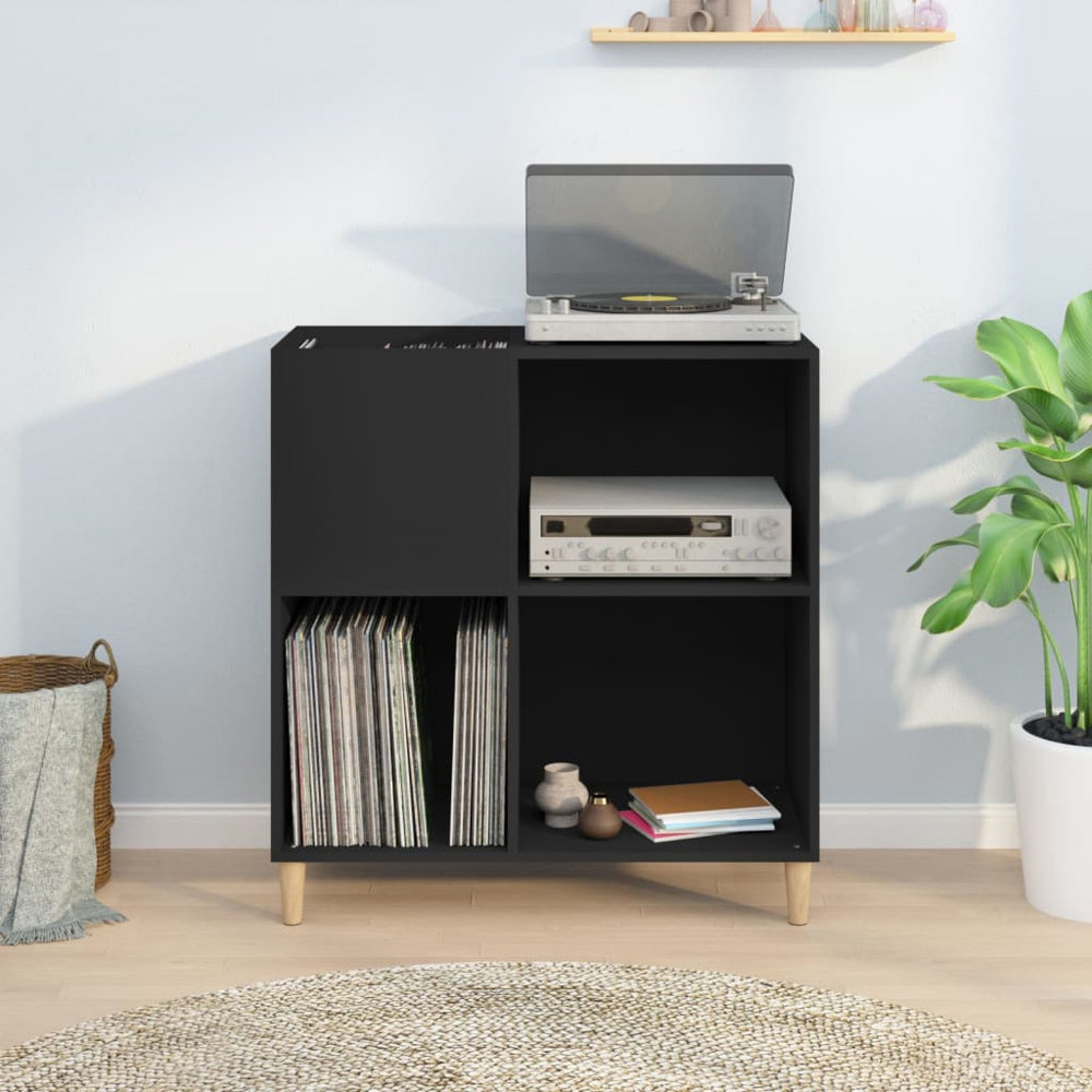 vidaXL 3 Shelf Black Record Cabinet Image 8