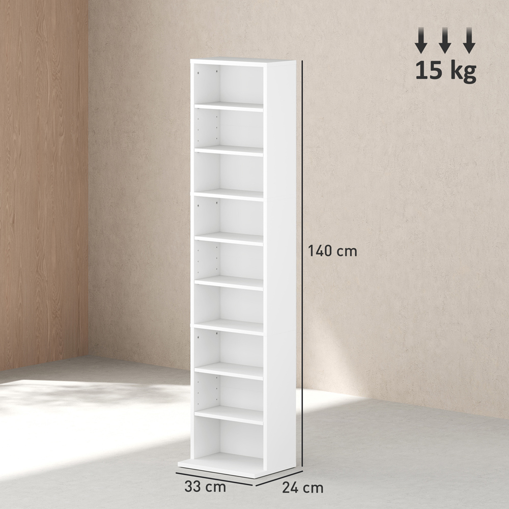 HOMCOM 9 Shelf White DVD and CD Media Storage Unit Image 9
