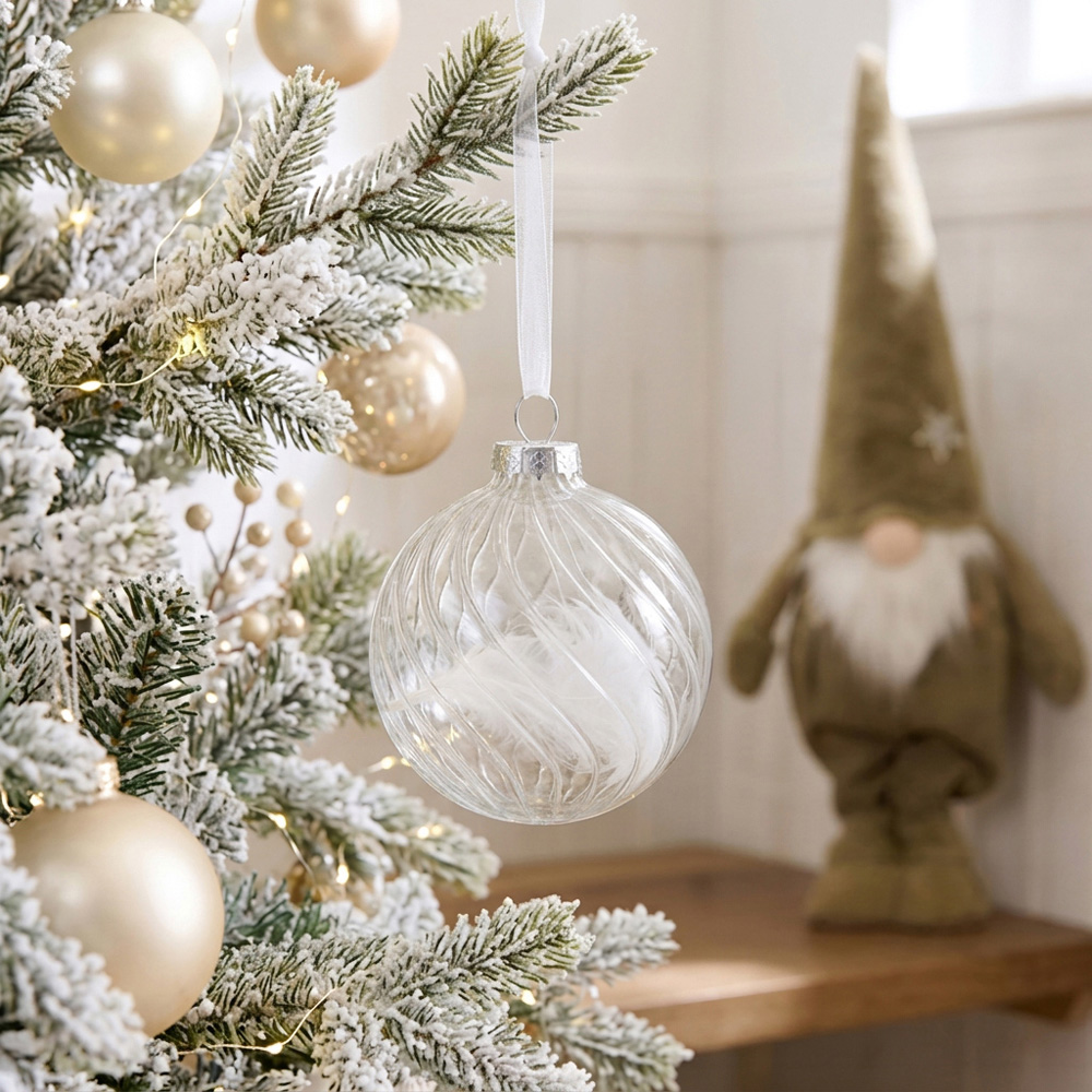 Clear White Feather Bauble - White Image 2