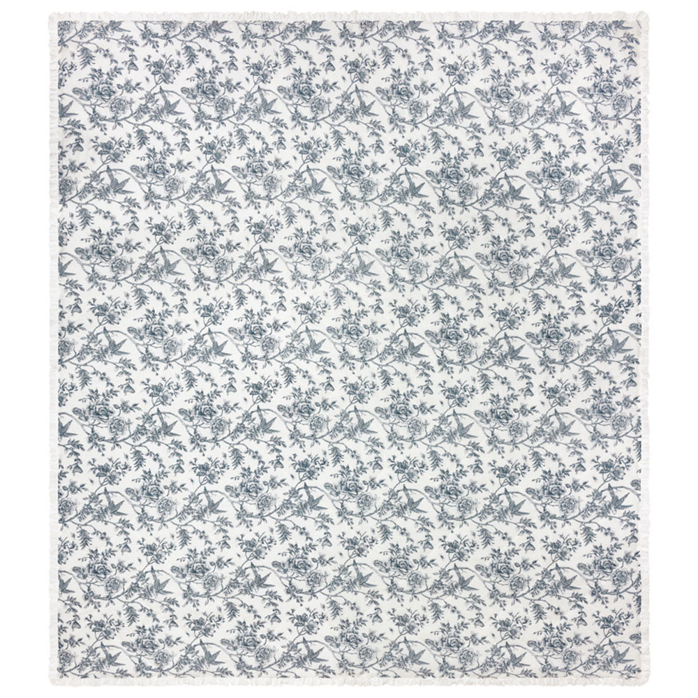 Wylder Nature Hermione Ivory and Blue Ruffled Cotton Bedspread 240 x 260cm Image 3