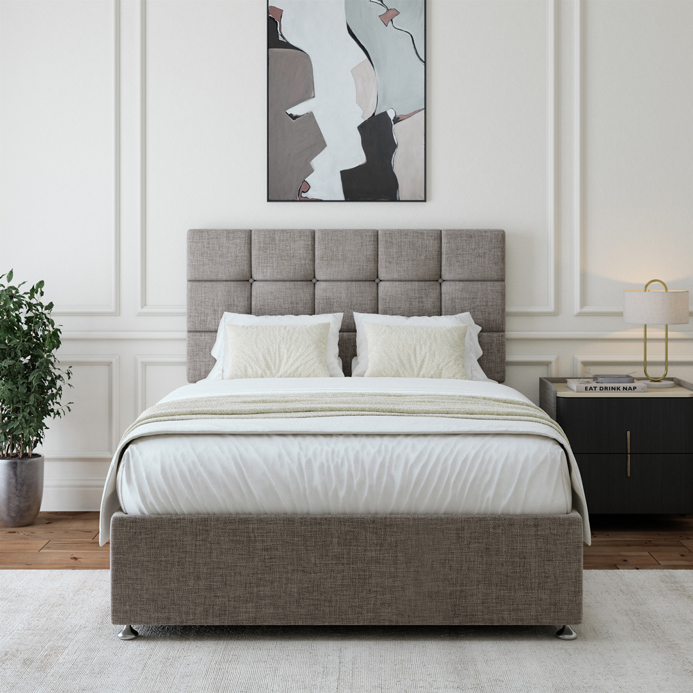 Bedmaster King Size Slate Linen Divan Base with Pearl Headboard Image 2