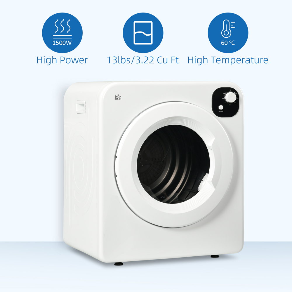 HOMCOM White Compact Vented Tumble Dryer 6kg Image 8