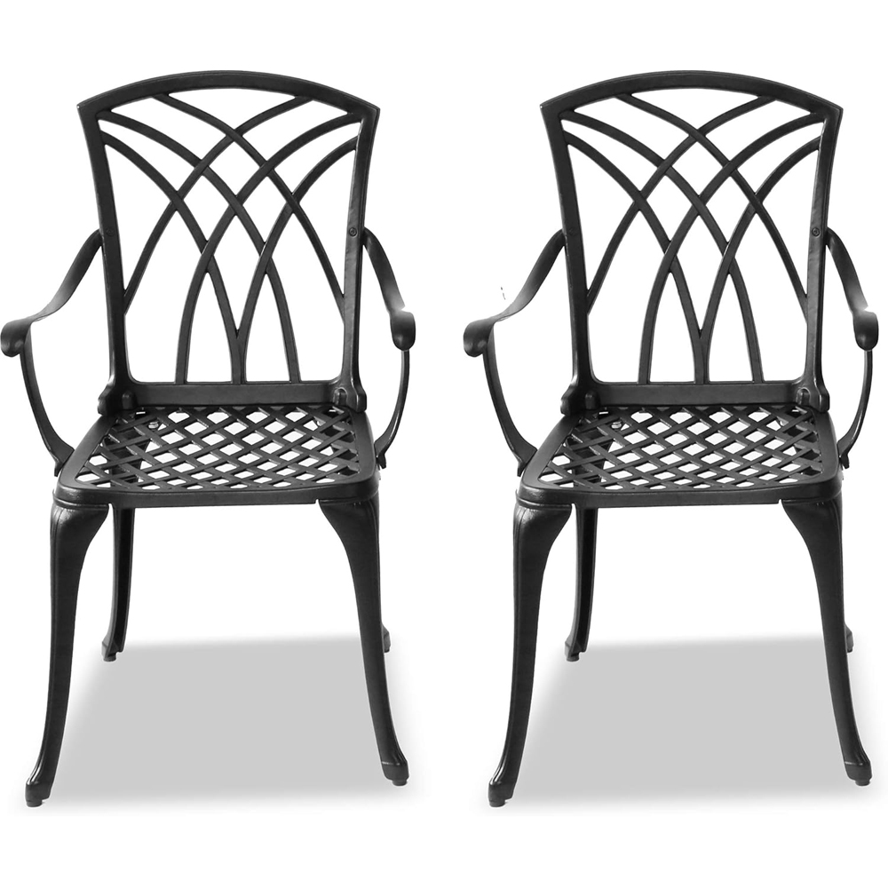 Centurion Oshowa Set of 2 Black Garden Bistro Chairs with Armrests Image 2