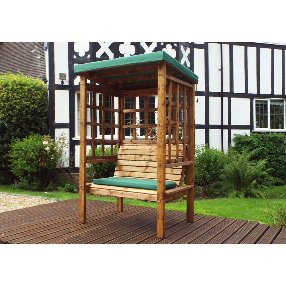 Charles Taylor Bramham 2 Seater Wooden Arbour with Green Canopy Image 8