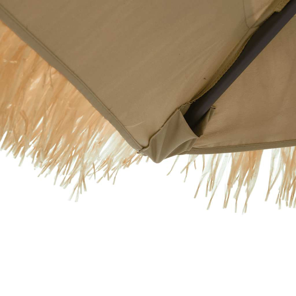 vidaXL Brown LED Light Straw Top Garden Parasol with Steel Pole 2.2m Image 6