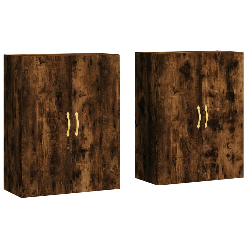 vidaXL 2 Door Brown Smoked Oak Wall Mounted Cabinet 2 Pack Image 2