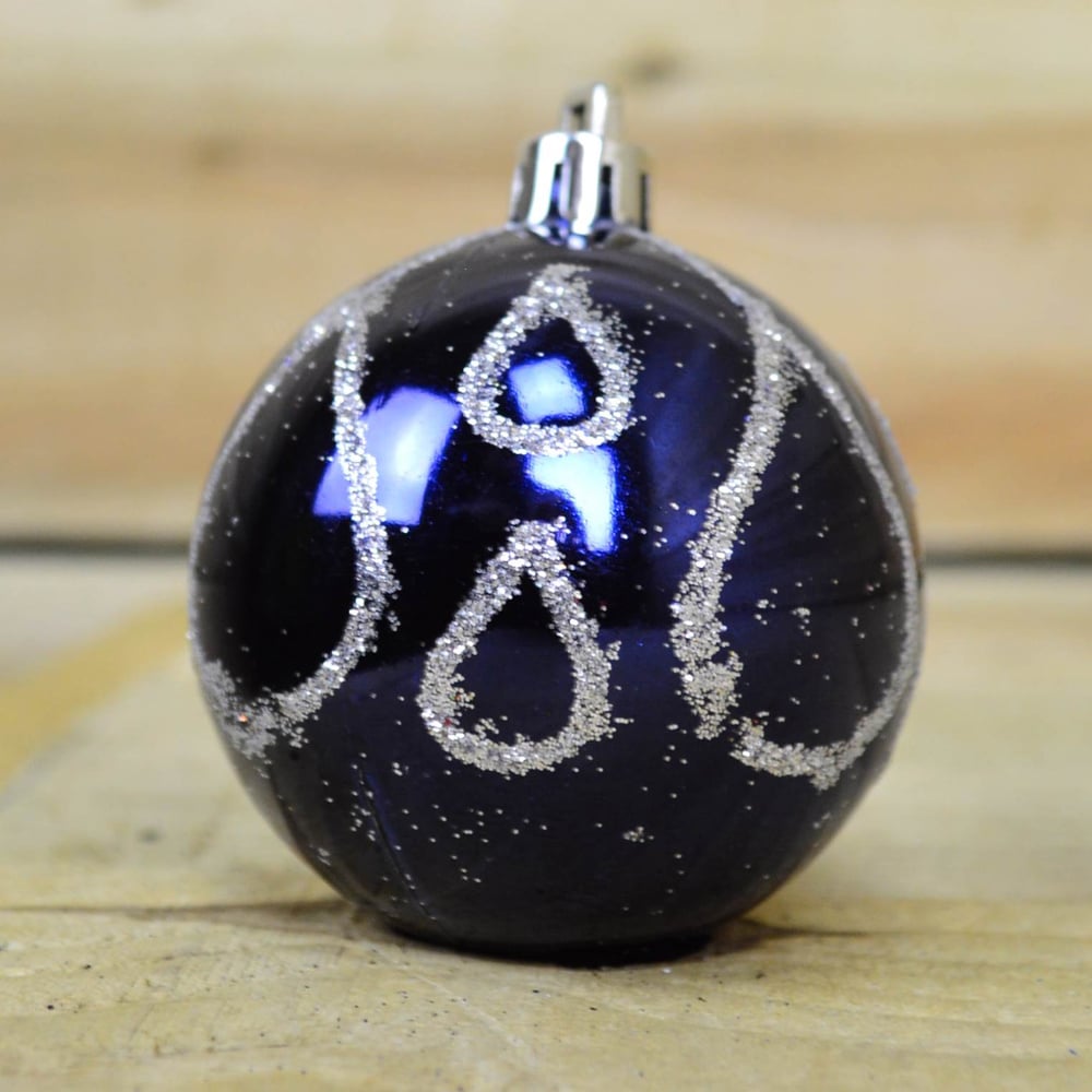Premier Midnight Blue Deluxe Glitter Christmas Bauble 9 Pack Image 5