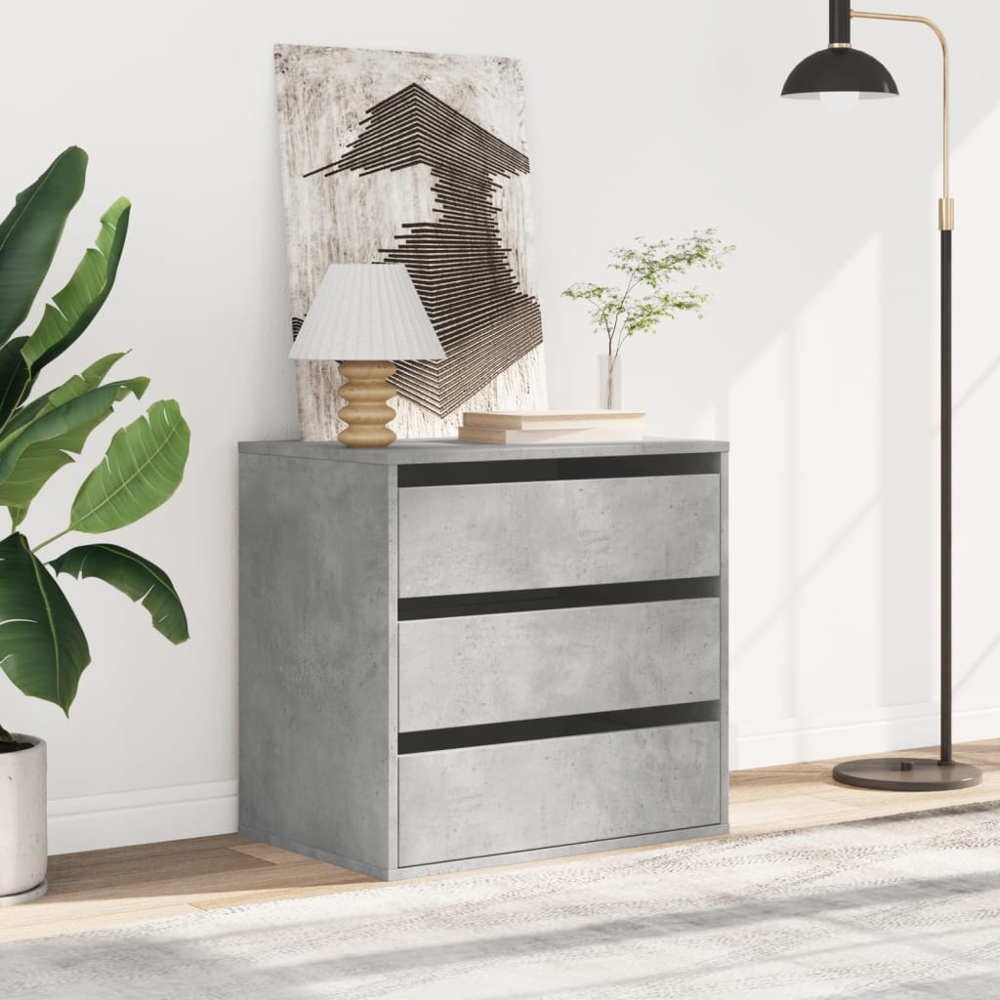 vidaXL 3 Drawer Concrete Grey Wooden Chest of Drawers Image 8