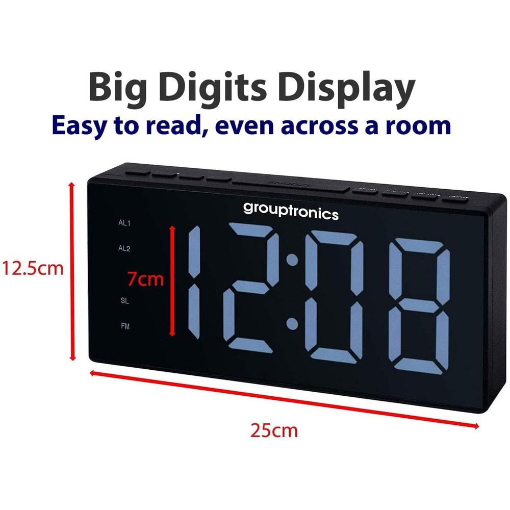 Grouptronics GTCR-T1M White Digital Alarm Clock Radio Image 7