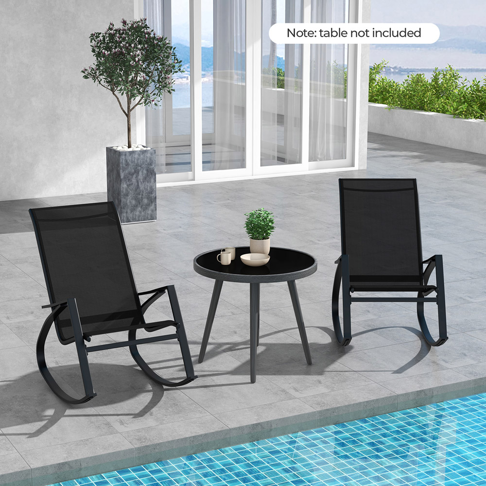 Costway Set of 2 Black Patio Rocking Chair Image 3