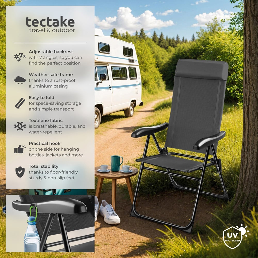 tectake Set of 6 Lightweight Foldable Camping Chair Image 6
