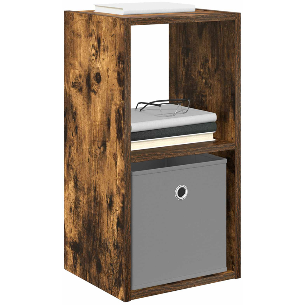 vidaXL Single Drawer Single Shelf Smoked Oak Wooden Bedside Table Image 3