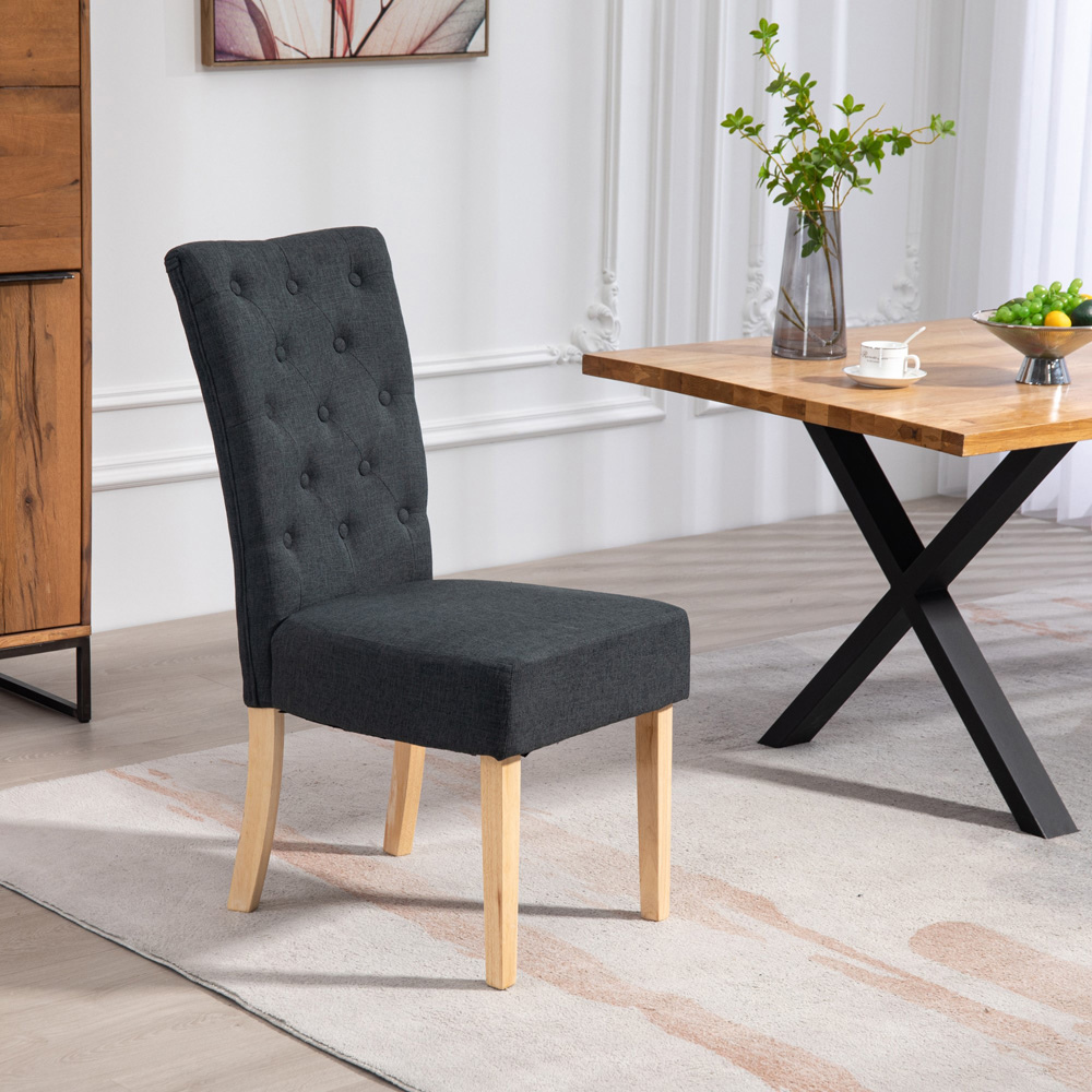 Artemis Home Carrara Set of 2 Black Pienza Fabric Dining Chairs Image 3