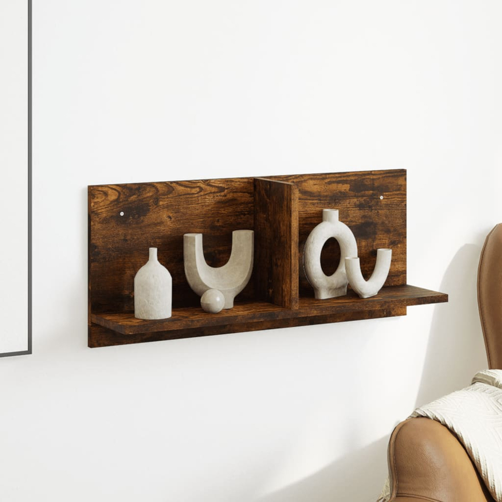 vidaXL 70 x 16.5 x 30cm Smoked Oak Wooden Wall Cabinet Image 8