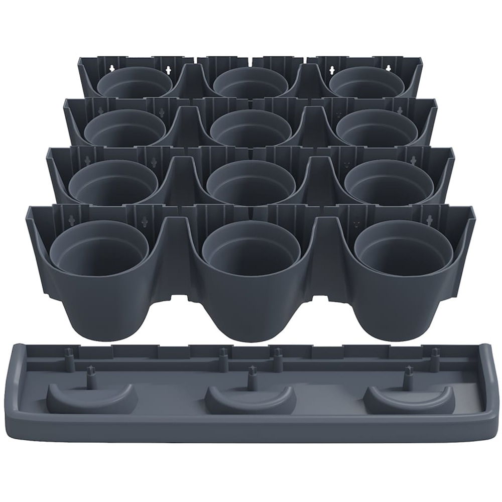 vidaXL Anthracite Polypropylene Garden Planter 750ml 12 Pack Image 3