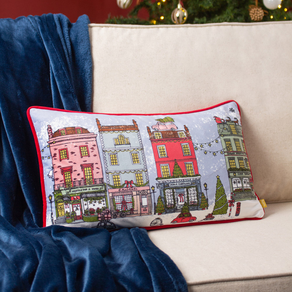 Furn Multicolour Christmas Spirit Velvet Piped Reversible Cushion 30 x 50cm Image 2