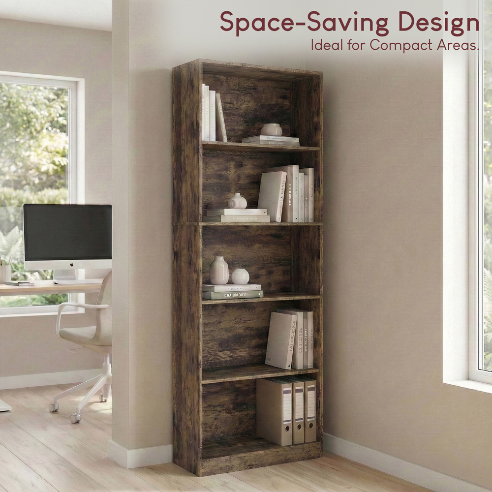 VIDA DESIGNS Cambridge 5 Shelf Dark Wood Extra Large Bookcase Image 4