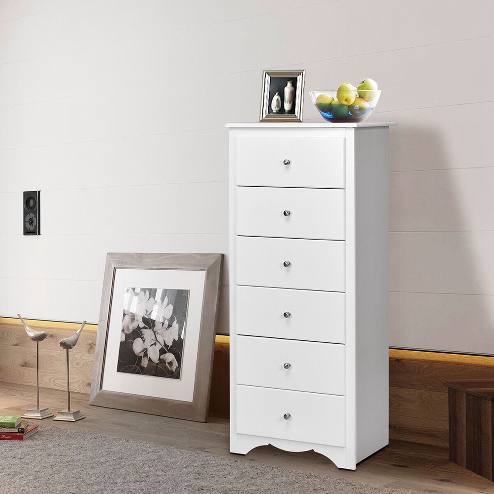 Costway 6 Drawer White Freestanding Cabinet Image 4