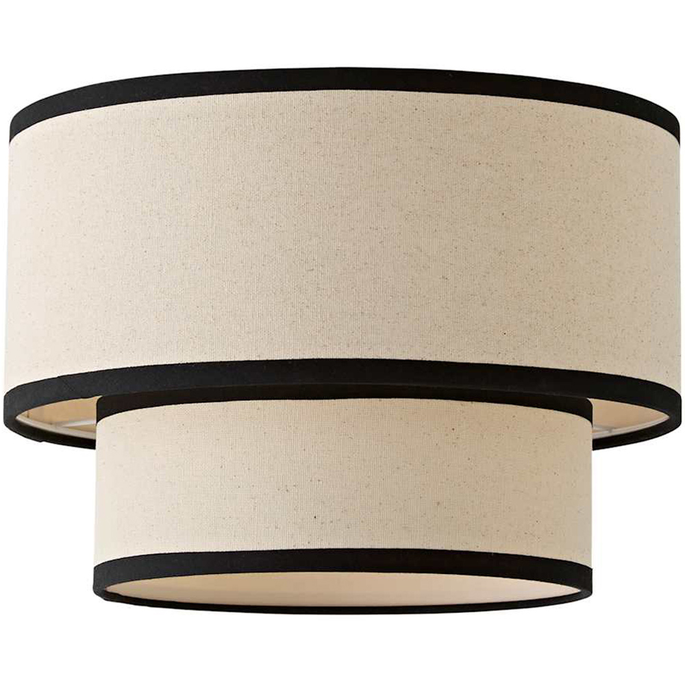 ValueLights Jodie 2-Tier Black Trim Linen Ceiling Pendant Shade 30cm Image 1