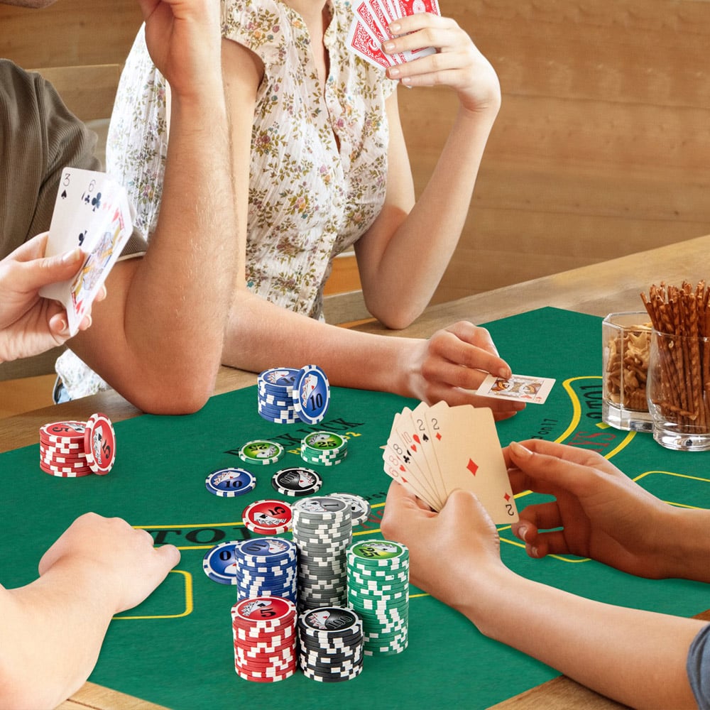 Costway Black Texas Holdem Poker Set with 300 Chips Image 3