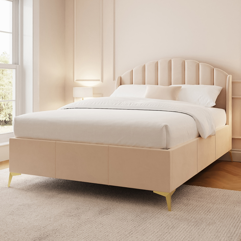 GFW Pettine Double Pink End Lift Ottoman Storage Bed Image 1