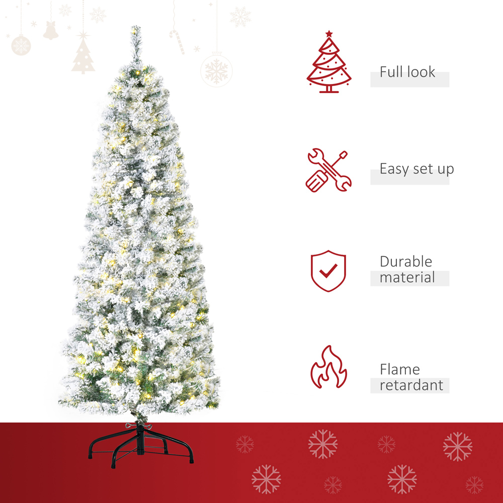 Everglow Warm LED Pre-Lit Snow Flocked Artificial Christmas Tree 6ft Image 4