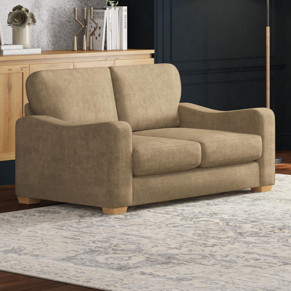 Theadford 2 Seater Mink Plush Velvet Fixed Back Sofa Image 5