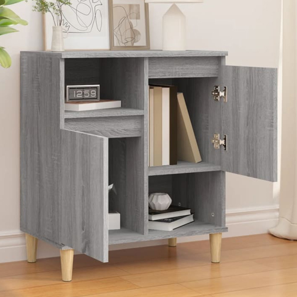 vidaXL 2 Door 2 Shelf Grey Sonoma Wooden Sideboard Image 1