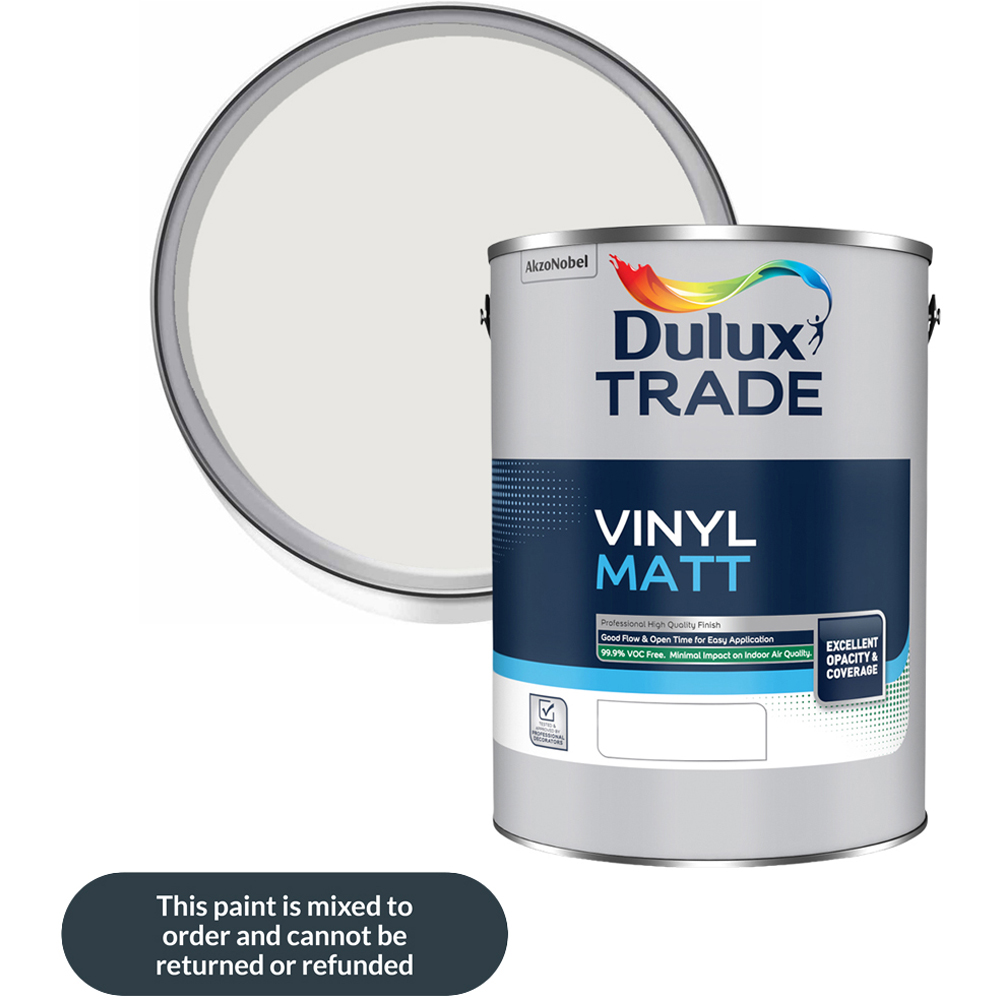 Dulux Trade Wishbone White Walls and Ceilings Vinyl Matt Paint 5L Image 1