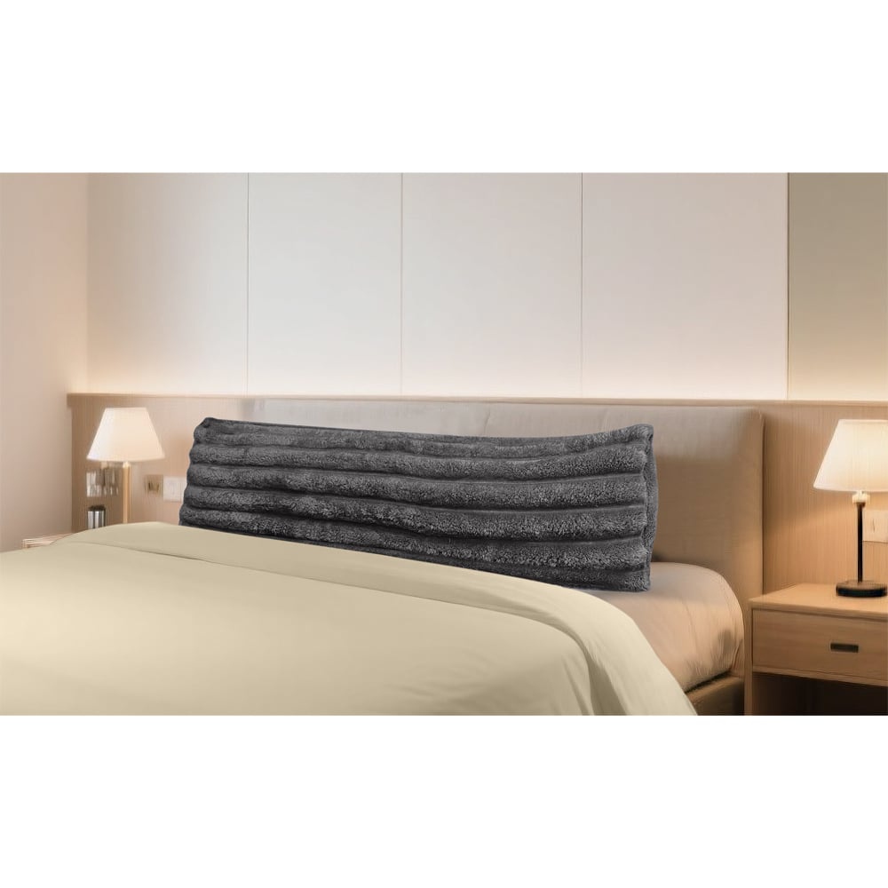 Velosso Charcoal Jumbo Cord Bolster Pillow 137 x 40cm Image 2