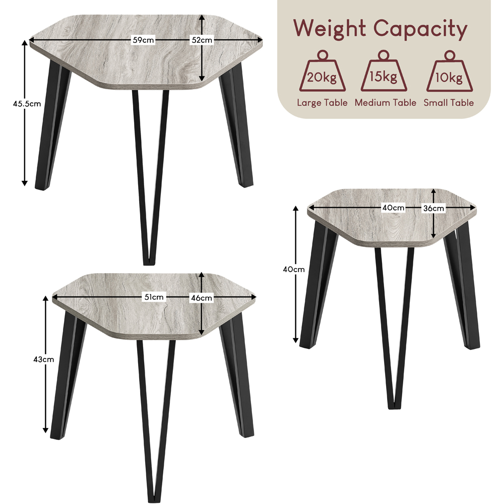 VIDA DESIGNS Brooklyn Grey Nest of Tables Set of 3 Image 7