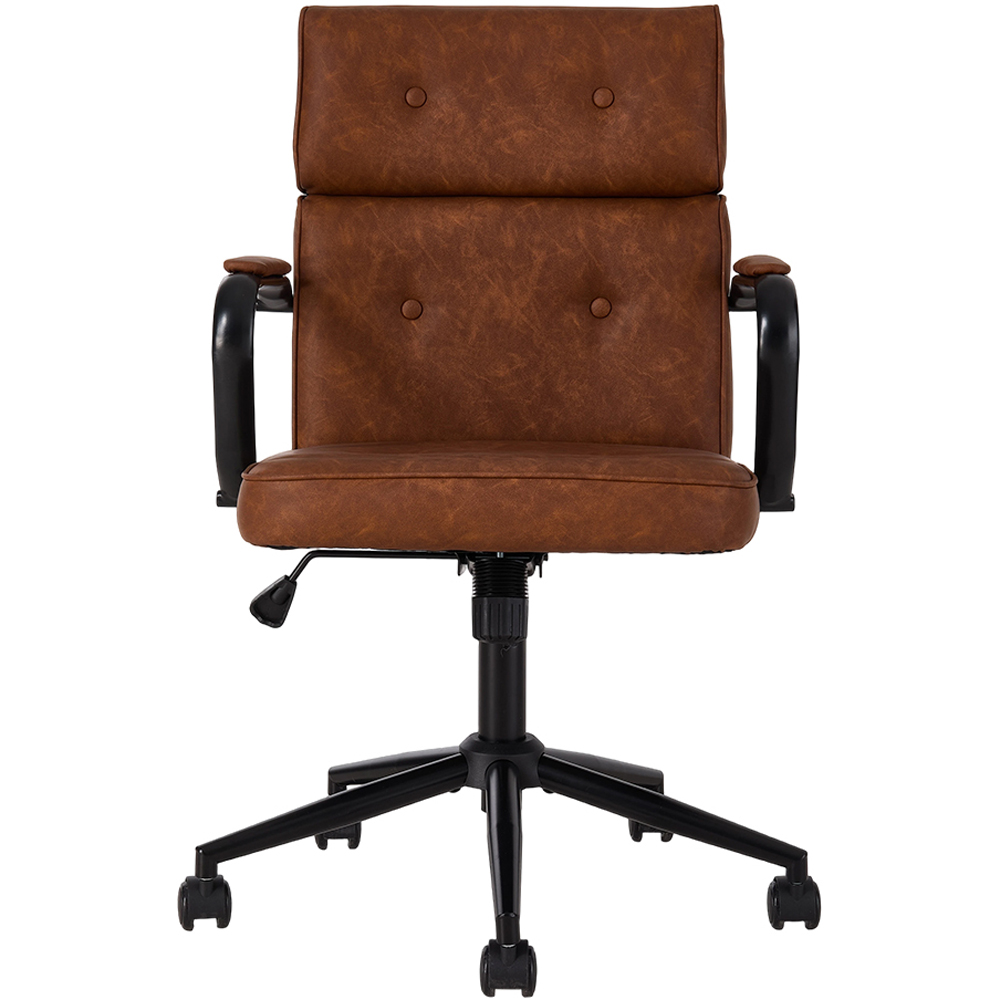 Living and Home Brown PU Leather Swivel and Adjustable Retro Office Chair Image 3